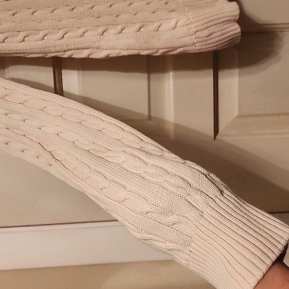 LILLY PULITZER PULLOVER CABLE KNIT CREAM SWEATER LONG SLEEVE - Picture 4 of 6